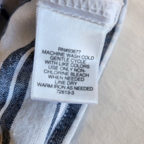 Liz Claiborne Women's Size XL Linen Blend Striped Button Split Sleeves Tunic Top - Picture 14 of 14